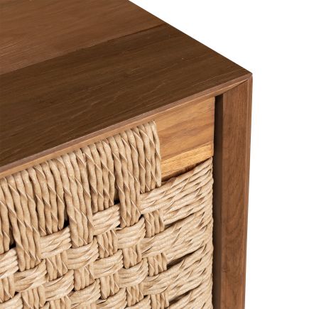 Imagen de Detalle Esquina Armario Madera y Ratán Sophia