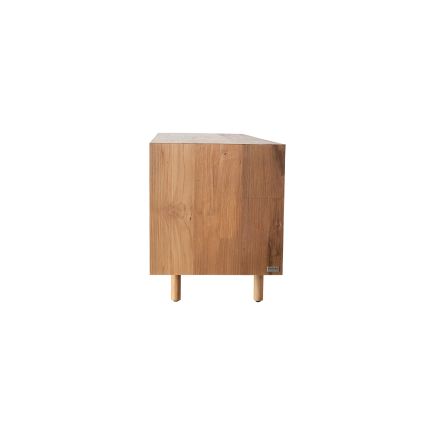 Vista Lateral Derecha Mueble TV Madera y Ratán Sophia