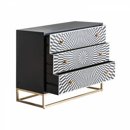 Black and bone lacquered chest of drawers 'Comtois' | Procomobel