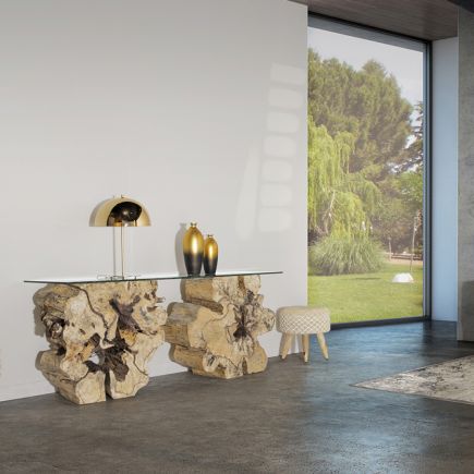 Handmade Tropical Wooden Console Blanc | Procomobel