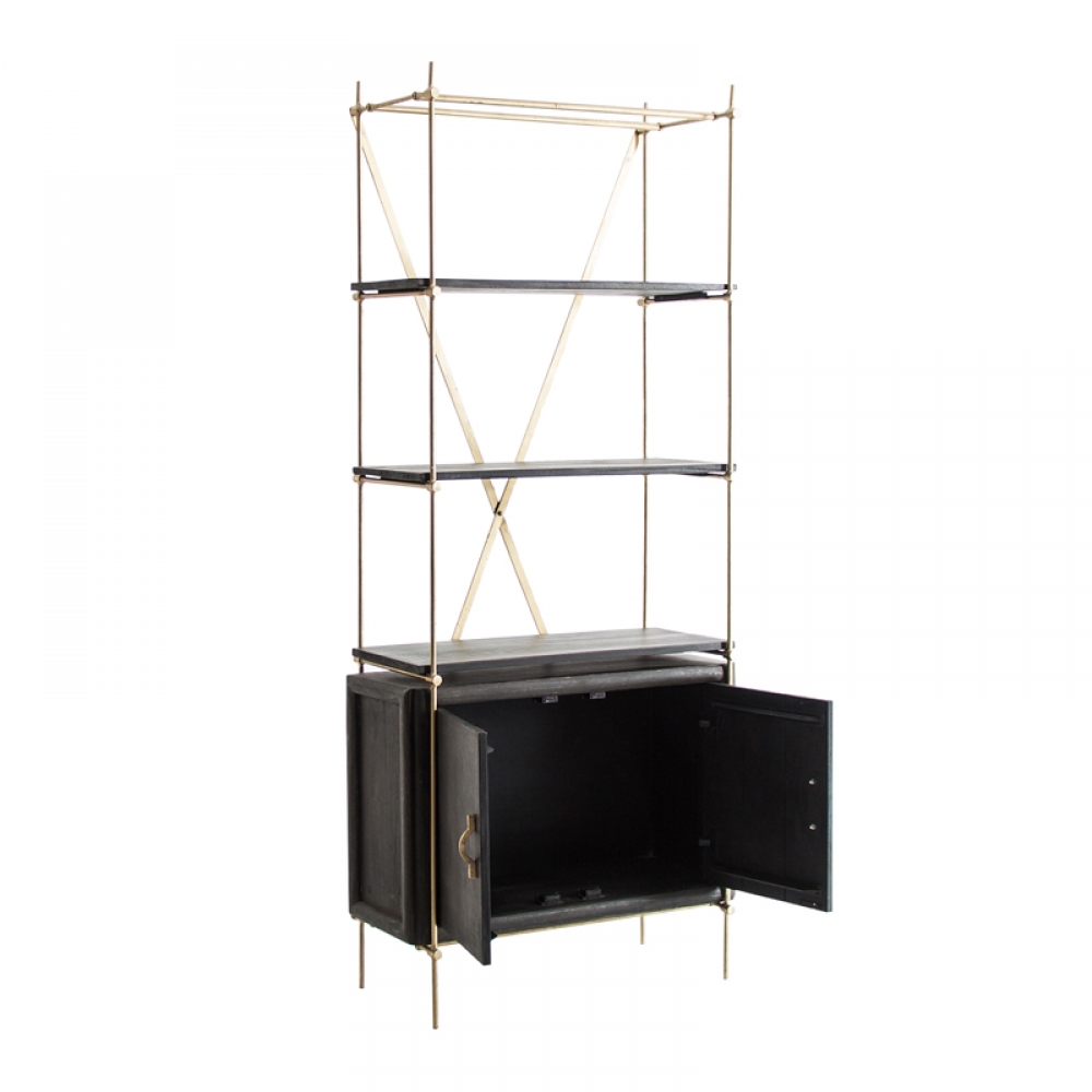 Iron and wood shelving 'Monnier'