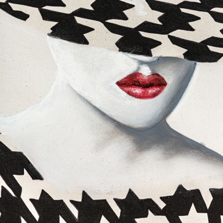 Lienzo Mujer Blanco y Negro Boucher detalle labios pintados de rojo