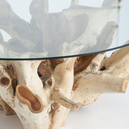 Mesa De Centro Redonda Cristal Desrochers dettale madera
