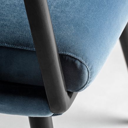 Silla de Ratán Vintage Dupre asiento en tercipelo azul