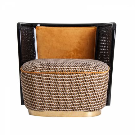 Rubber Wooden Armchair with Rattan Lagarde : Procomobel