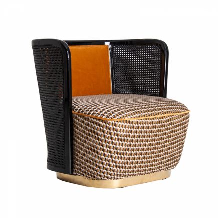 Rubber Wooden Armchair with Rattan Lagarde : Procomobel