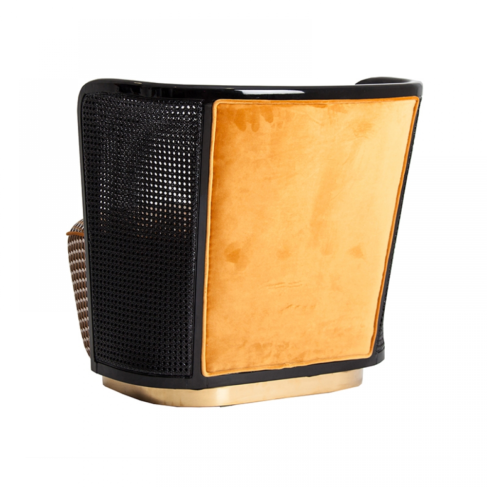 Rubber Wooden Armchair with Rattan 'Lagarde'