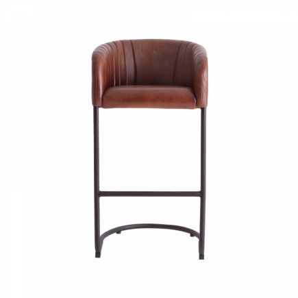 Leather Stool with Backrest Hamon : Procomobel