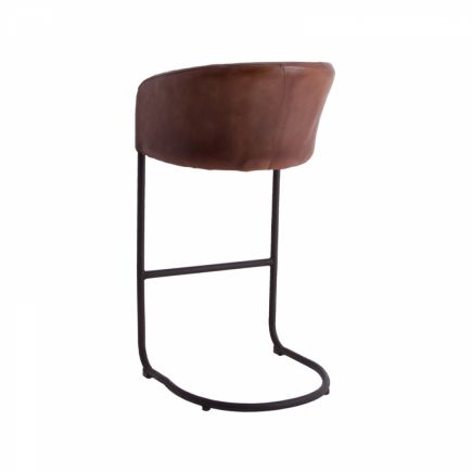 Leather Stool with Backrest Hamon : Procomobel