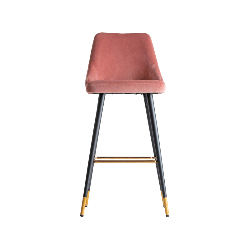 Adam' Velvet Backed Stool with Velvet Backrest