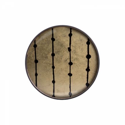 Round Glass Tray Brown Dots | Procomobel