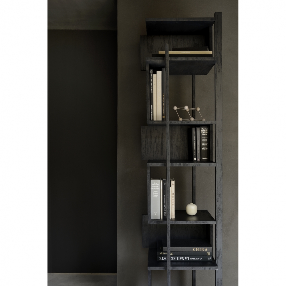 Abstract' Black Teak Wood Bookcase