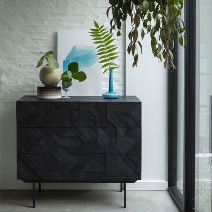 Teak Chest of Drawers Black Graphic | Procomobel