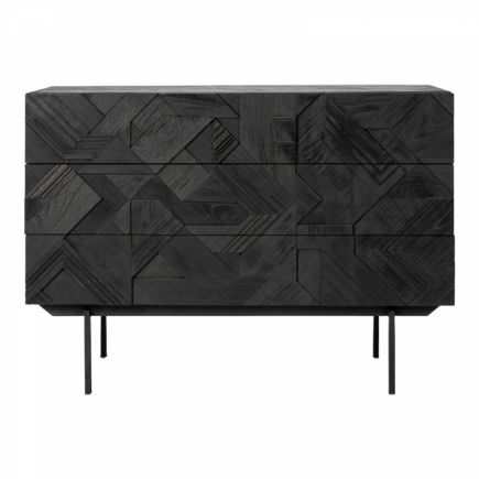 Teak Chest of Drawers Black Graphic | Procomobel