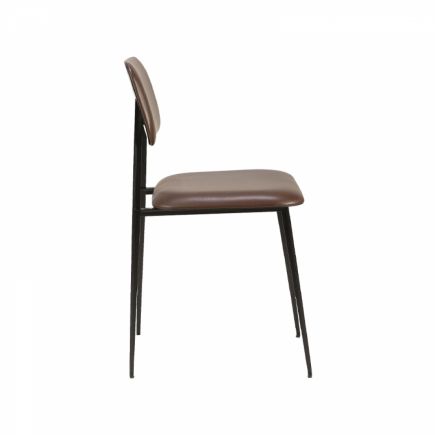 Vista Lateral Derecha Silla de Comedor Cuero Dc chocolate