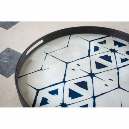 Tribal Hexagon Round Glass Tray : Procomobel