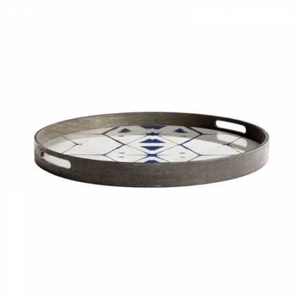 Bandeja Redonda Vidrio Tribal Hexagon vista lateral