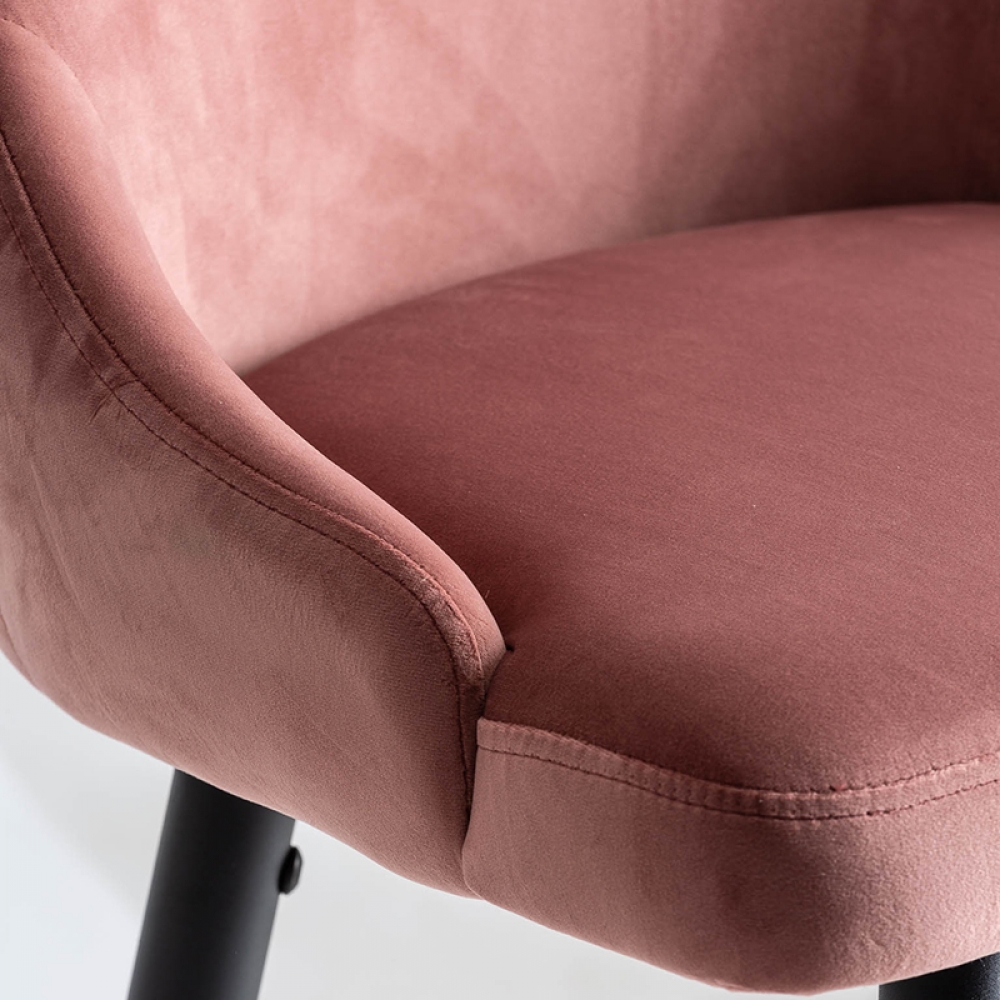 Adam' Velvet Backed Stool with Velvet Backrest