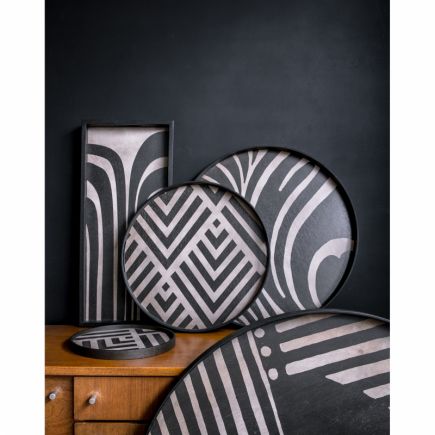 Round Wooden Tray Asymmetric Dot | Procomobel