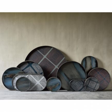 Bandeja de vidrio Midnight Linear Squares