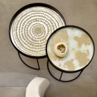 Gold Beads Mirror Tray - Round - L
