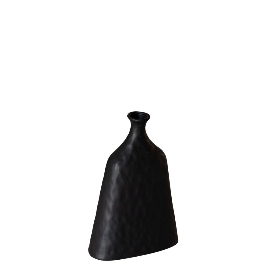 Black Ceramic Vase 'Ion Bajo' (Low Ion)