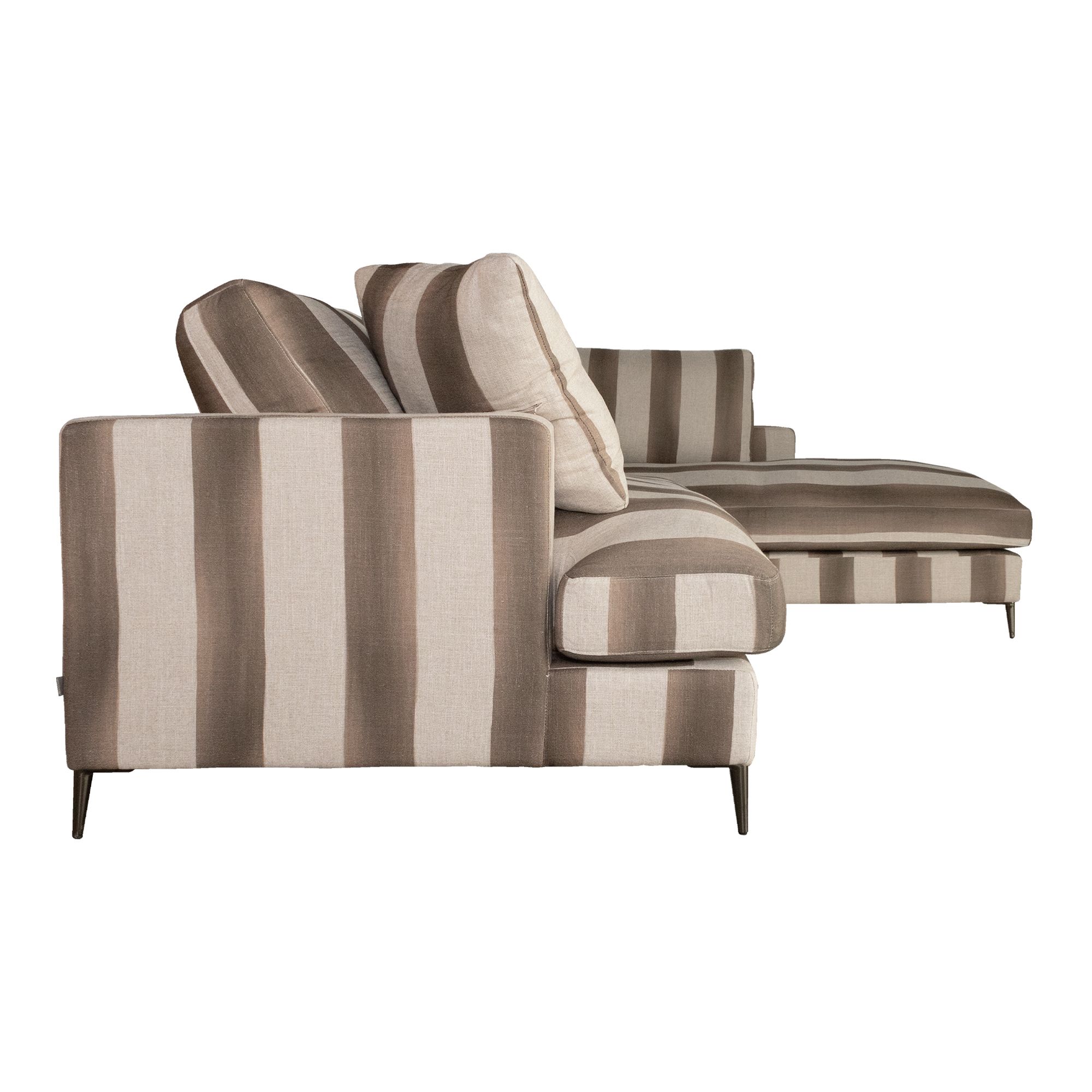 Sofá con Chaiselongue Rayas Marrón ‘Zen’