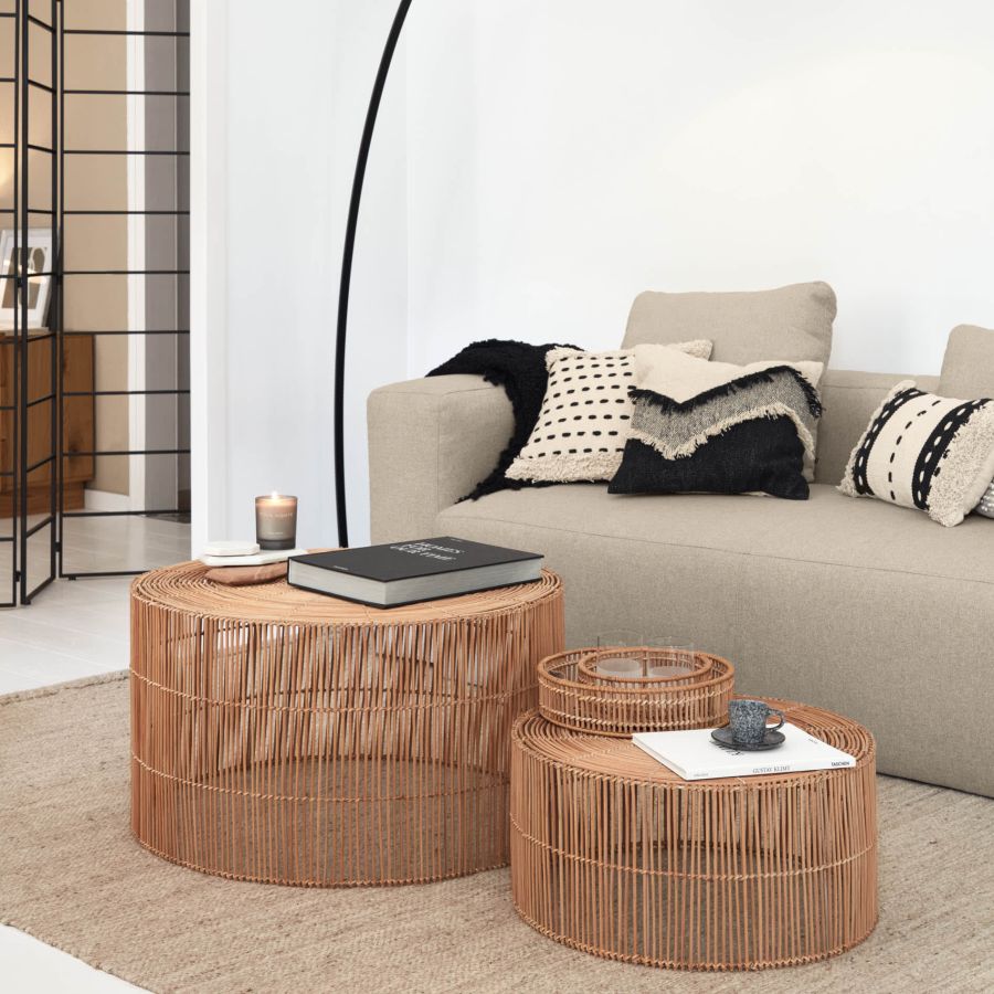 Set of 2 Rattan Coffee Tables 'Elmima'