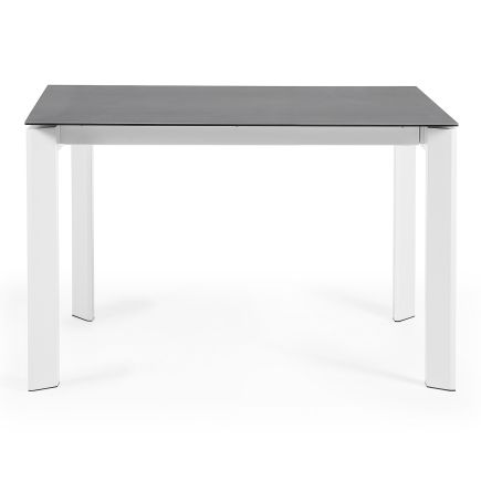 Vista Lateral Izquierda Mesa Extensible Porcelánico Blanco ‘Axis’ 120
