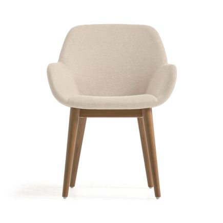 Vista Lateral Derecha Silla Tapizada Efecto Chenilla ‘Konna’ Beige