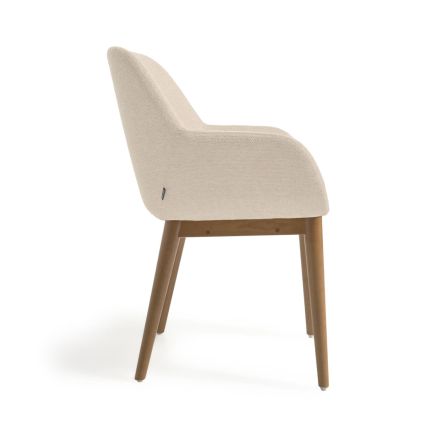 Vista Lateral Silla Tapizada Efecto Chenilla ‘Konna’ Beige