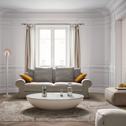 Conjunto de sofá, puff, lámpara y Mesa de Centro Base Forma de Luna Benassi
