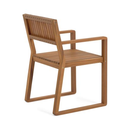 Vista Lateral Izquierda Silla de Comedor Exterior Madera ‘Emili’