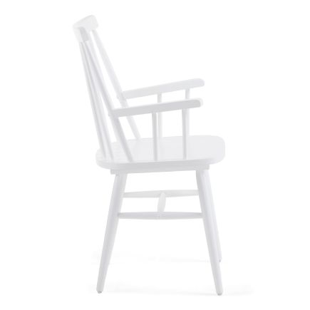 Vista Lateral Derecha Silla de Comedor con Reposabrazos ‘Tressia’ Blanco