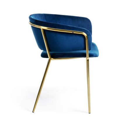 Vista Lateral Derecha Silla de Comedor Terciopelo ‘Runnie’ Azul