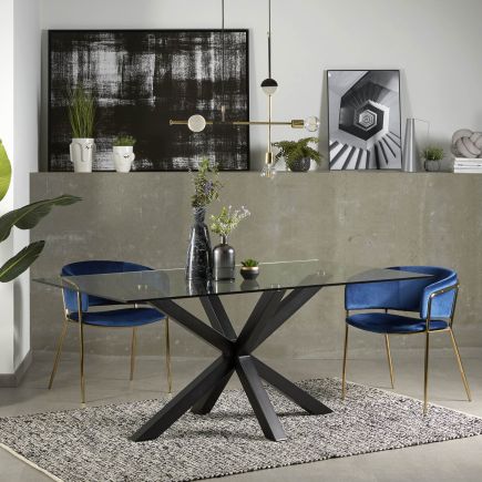 Foto en Ambiente Silla de Comedor Terciopelo ‘Runnie’ Azul
