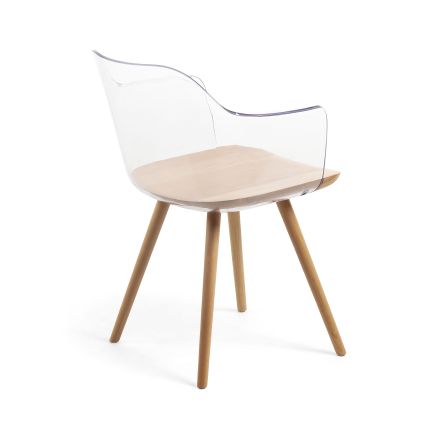 Vista Trasera Silla de Comedor Madera Haya ‘Bjorg’ Transparente