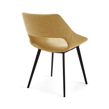 Vista Lateral Izquierda Silla de Comedor Tapizada ‘Hest’ Mostaza