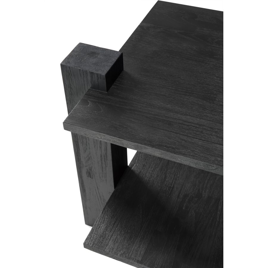 Black Teak Side Table 'Abstract'