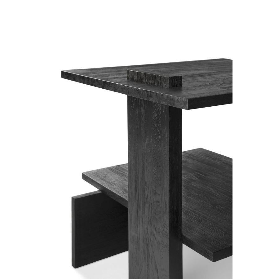 Black Teak Side Table 'Abstract'