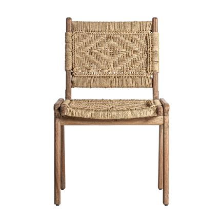 Vista Frontal Silla de Comedor de Madera y Yute Blaise