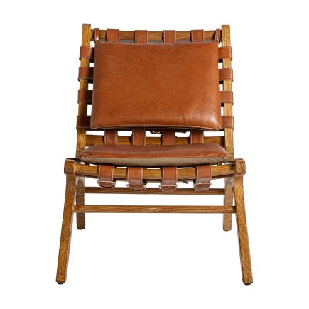Vista Frontal Sillón de PIel y Madera Chabert