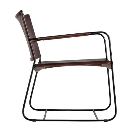 Vista Lateral Derecha Sillón Metal y Piel Monteil