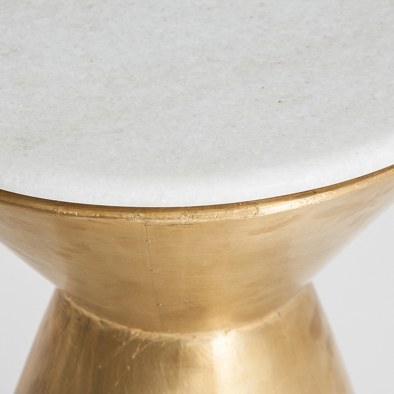 Golden Side Table with Marble 'Bazin'