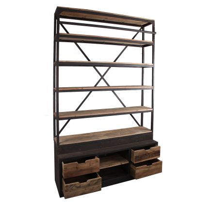 Imagen de Detalle Cajones Estantería Madera y Metal Lamarque