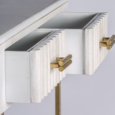 Imagen de Detalle Cajones Abierto Consola Blanca Roth