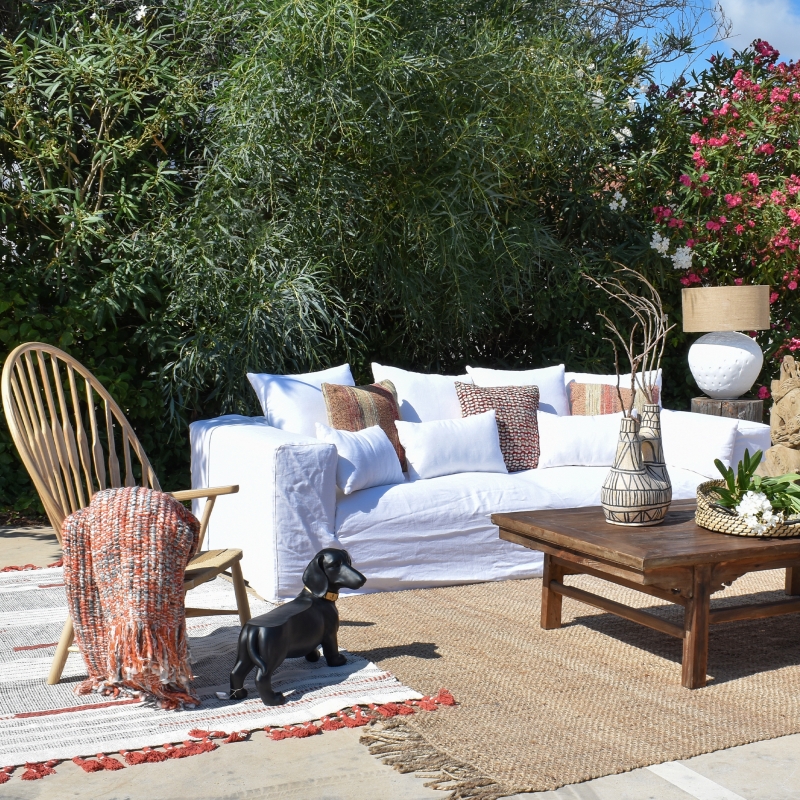 White Linen Sofa 4 Seats 'Sena'