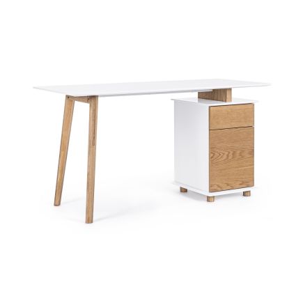 Escritorio de Madera de Pino Blanco Mate Nemba
