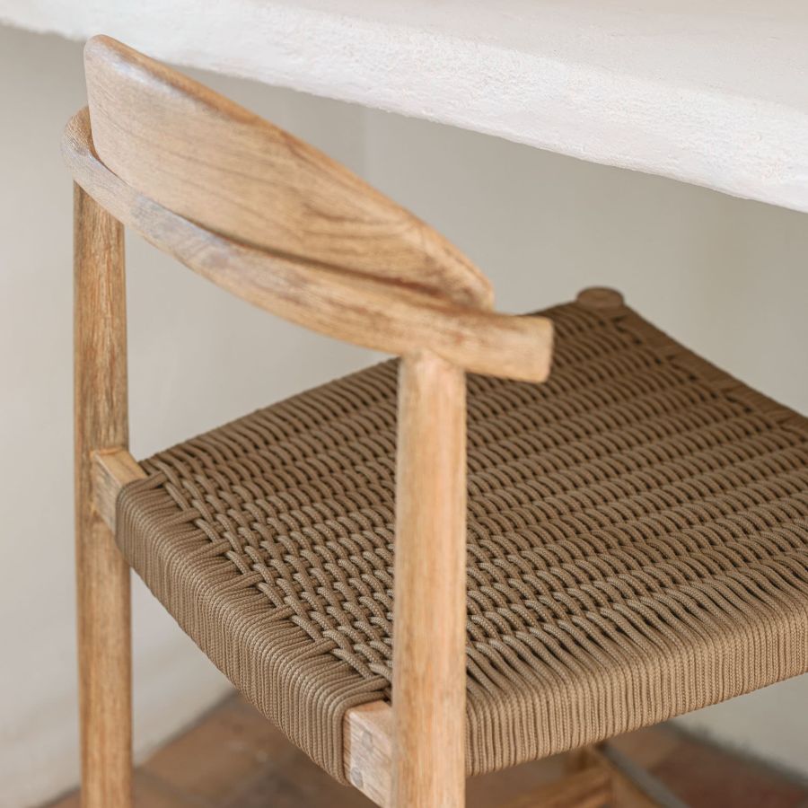 Wood and rope stool 'Nina'