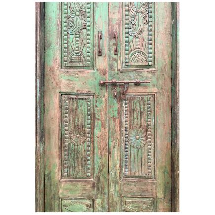 Foto Detalle Hojas Puerta Antigua Teca Haora